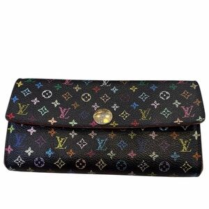 Louis Vuitton Black Multicolor Takashi Murakami Sarah Wallet Authentic